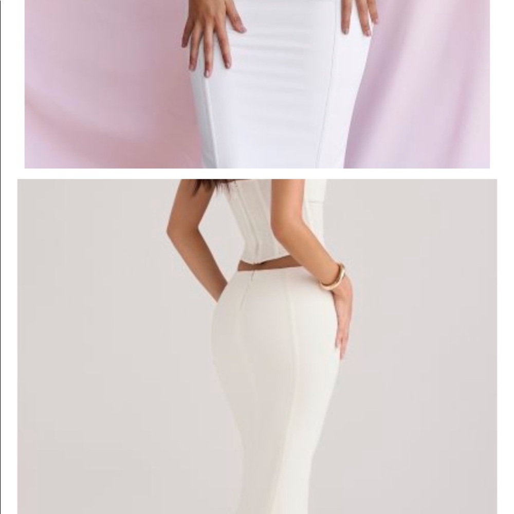 White Long dress, the details are so beautiful little to no stretch. - Picture 3 of 4